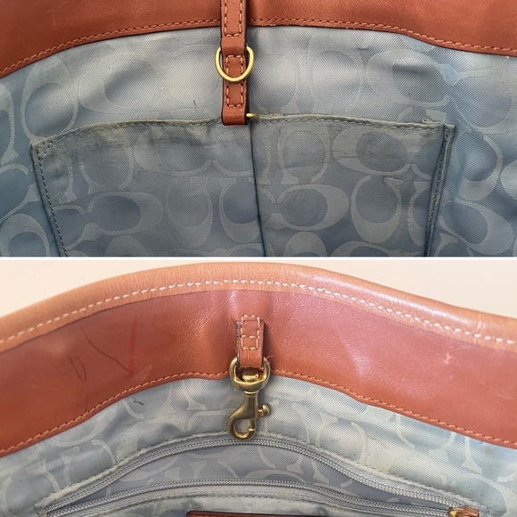 Coach Gigi Tote Bag Vintage Leather Turn Lock Carryall Casual Classic Tan F12888 - Picture 11 of 16